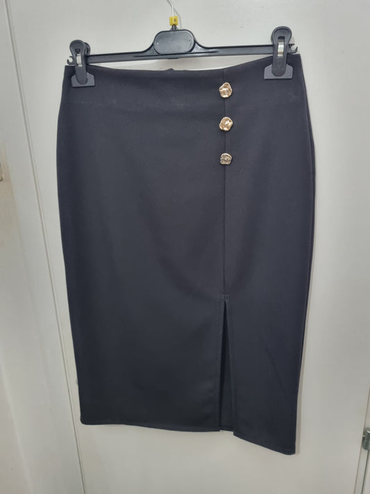Longuette con bottoni oro e spacco