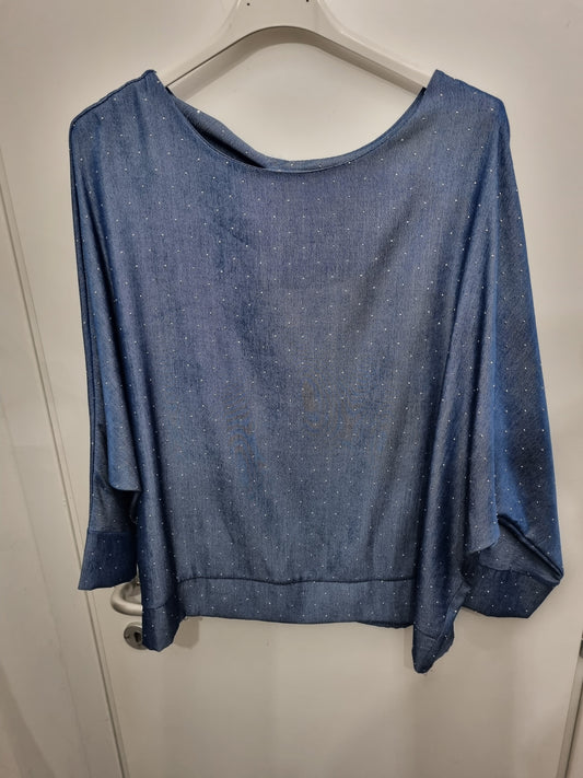 Maglia jeans e strass